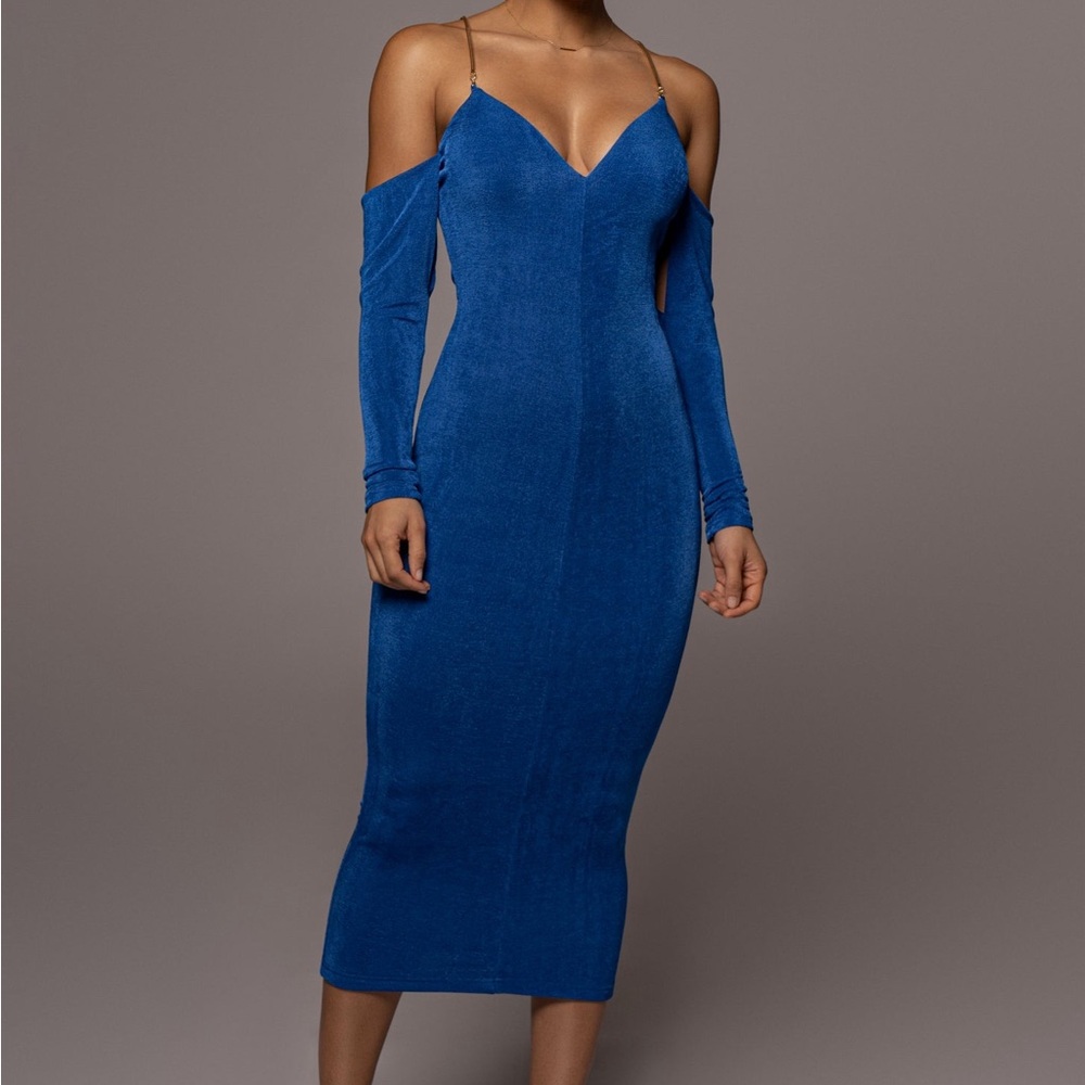 JLUXLABEL Royal Blue Long Sleeve Dress